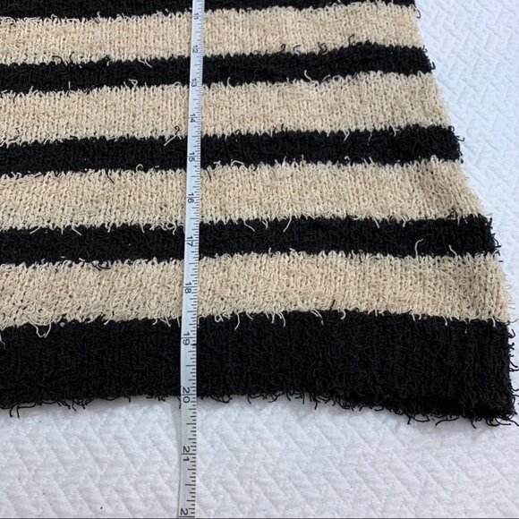 Minkpink Striped Eyelash Beige, Black Round Neck Cropped Sweater Size S - Picture 7 of 8